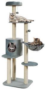 Costway 144cm Multilevel Cat Tree Kitten Climbing Tower-Grey