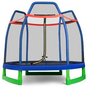 Costway 7FT Kids Trampoline with Safety Net-Blue