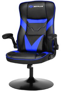 Costway Ergonomic Swivel Gaming Racing Chair Leather-Blue