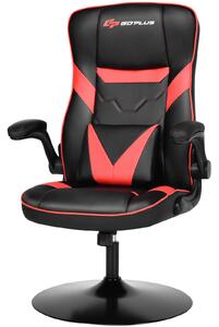 Costway Ergonomic Swivel Gaming Racing Chair Leather-Red