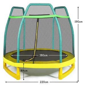 Costway 7FT Kids Trampoline with Safety Net-Green