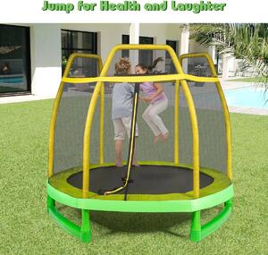 Costway 7FT Kids Trampoline with Safety Net-Yellow