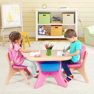 Costway Children's Activity Table Set with Storage Bins-Pink
