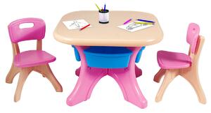 Children's Activity Table Set with Storage Bins-Pink