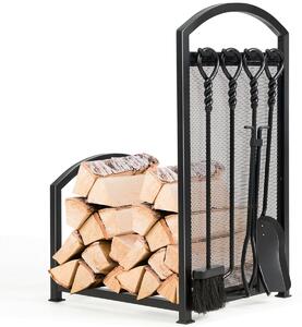Costway Firewood Rack with 4 Tools Fireplace Log Storage Holder Set