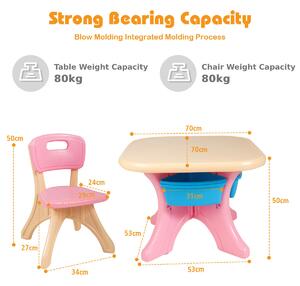 Costway Children's Activity Table Set with Storage Bins-Pink