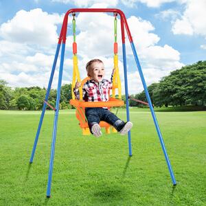 Costway Folding Toddler Baby Outdoor Swing Chair Set with Safety Harness