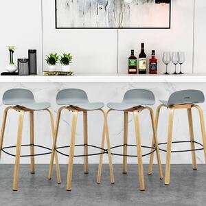 Costway 2 x Bar Chairs, High Counter Stools with Footrest-Grey