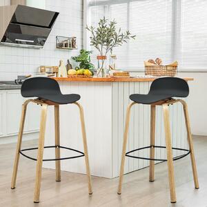 Costway 2 x Bar Chairs, High Counter Stools with Footrest-Black