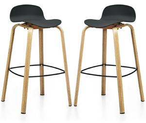 Costway 2 x Bar Chairs, High Counter Stools with Footrest-Black