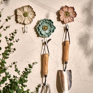 Set of 3 Resin Flower Outdoor Wall Hanging Hooks MultiColoured
