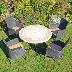 Provence Dining Table with 4 Stockholm Black Chairs Set Natural