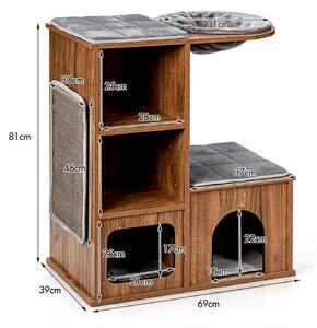 Costway Cat House Activity Centre Climbing Tower Sisal-Covered Scratching Mat