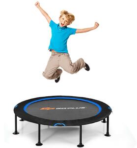 Costway 47'' Mini Trampoline Foldable Fitness Durable Bungee Cords-Blue