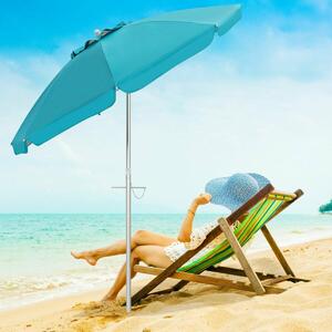 Costway 2m Sun Umbrella - Tilts with UPF 50+ Protection-Blue
