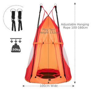 Costway 2-in-1 Kids Nest Swing with Detachable Play Tent-Orange