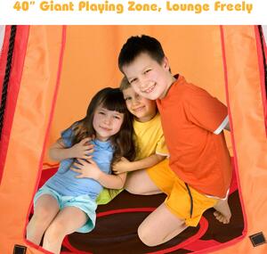 Costway 2-in-1 Kids Nest Swing with Detachable Play Tent-Orange