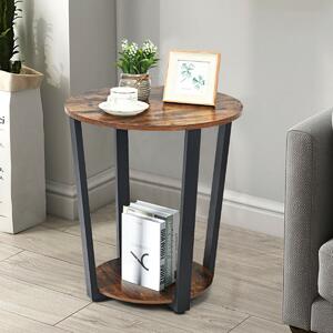 Costway Industrial Styled Metal Round Table with Lower Shelf