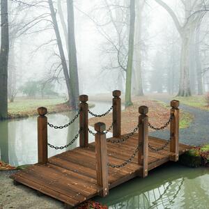 Costway Classic Wooden Garden Bridge with Metal Chain