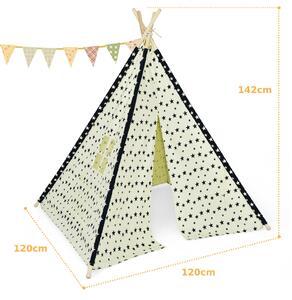 Costway Children's Tepee Play Tent Folding Camping Wigwam Canvas Playhouse