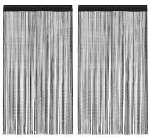 String Curtains 2 pcs 100x250 cm Black