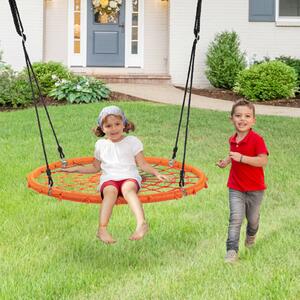 Costway 100cm Spider Web Tree Swing Round Children-Orange