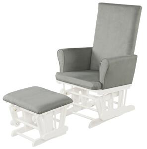 Costway Wooden Glider Chair with Footstool-Grey