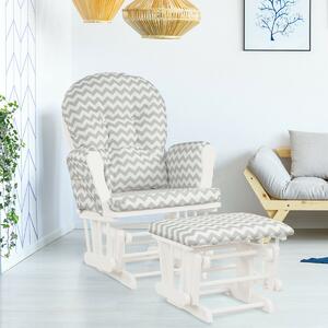 Costway Wooden Glider Chair with Padded Cushions and Footstool