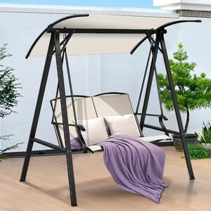 Costway Outdoor Garden Swing Seat with Adjustable Canopy-Beige