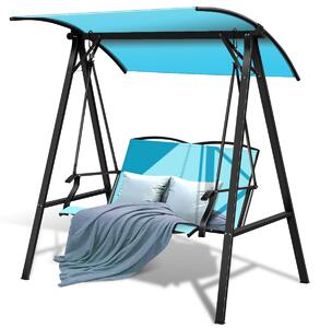 Costway Outdoor Garden Swing Seat with Adjustable Canopy-Turquoise