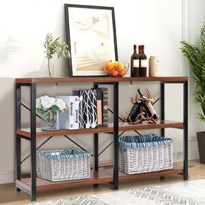 Costway Rustic 3-Tier Console Table with "X" Shaped Back Braces