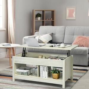 Costway Modern Lift Up Top Coffee Table with Hidden Storage-White