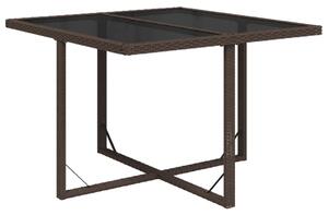 Garden Table Brown 109x107x74 cm Poly Rattan and Glass