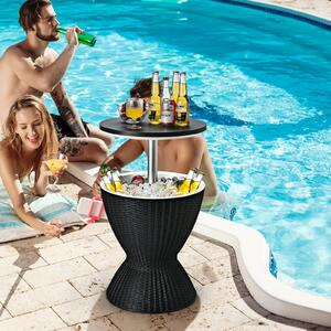 Costway 30L Patio Cool Box with Pop-Up Lid-Black