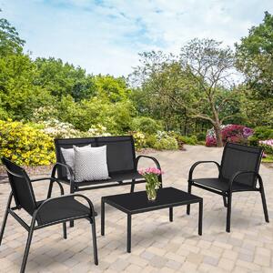 Costway 4 Piece Garden Furniture Set with loveseat for Patio (Without Cushions)