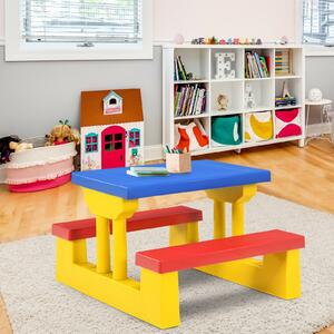 Costway Colourful Children's Picnic Table Set with Removable Umbrella