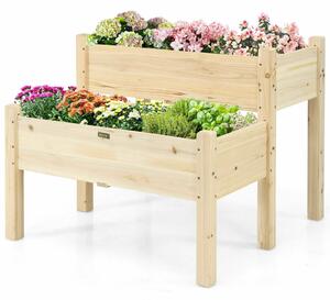 2 Tier Wooden Raised Planter Flower Box
