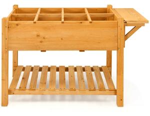8 Grids Wooden Raised Garden with Folding Lateral Shelf