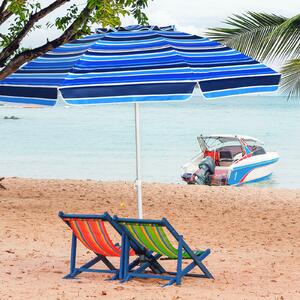 Costway 2.2M Beach UPF50+ Sunshade Shelter with Cup Holder-Navy