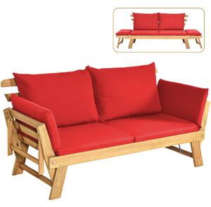 Costway 3 in 1 Convertible Cushioned Loveseat Lounger Couch with Pillows-Red