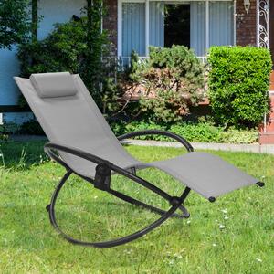 Costway Foldable Rocking Lounge Chair Recliner-Grey