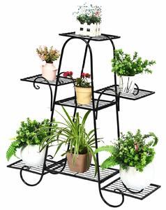 7-Tier Metal Garden Cart Flower Stand