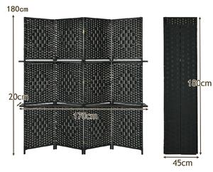 Costway 4-Panel Room Divider Folding Privacy Screen with Removable Shelves