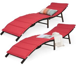 Costway 2PCS Folding Chaise Lounge Double-sided Cushioned