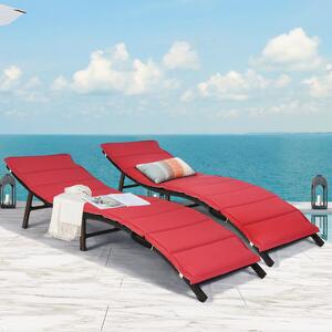 Costway 2PCS Folding Chaise Lounge Double-sided Cushioned