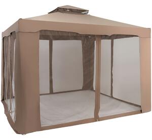 Costway 10 x 10ft Double Tiered Canopy Gazebo Garden Shelter Tent-Brown