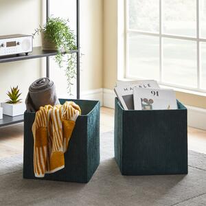 Set of 2 Green Foldable Cord Storage Boxes Green