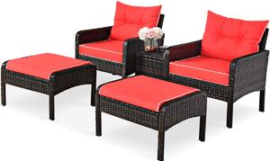 Costway 5 Piece Rattan Wicker Lounge Set with Cushion