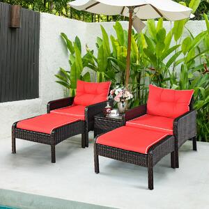 Costway 5 Piece Rattan Wicker Lounge Set with Cushion