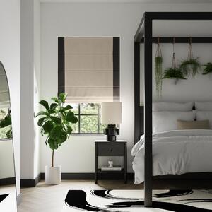 Luna Bordered Natural and Black Blackout Roman Blind Black and white